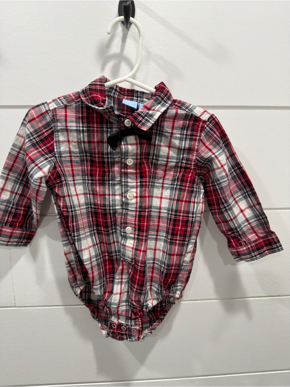 Place Red and White Plaid Long-Sleeve Baby One-Piece